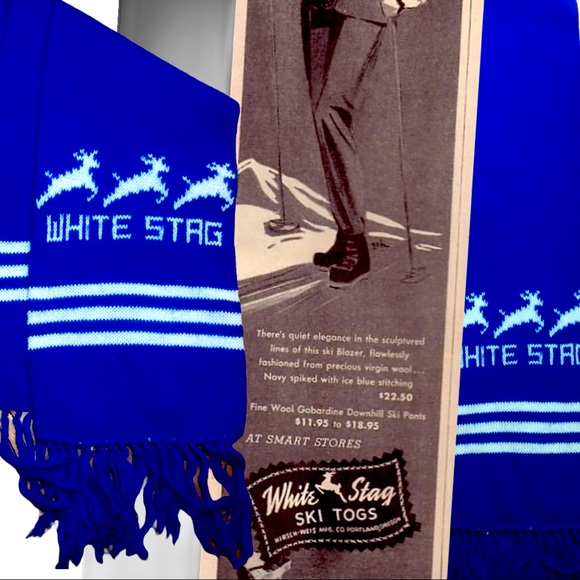 Vtg 80s Winter Scarf White Stag - Picture 2 of 4